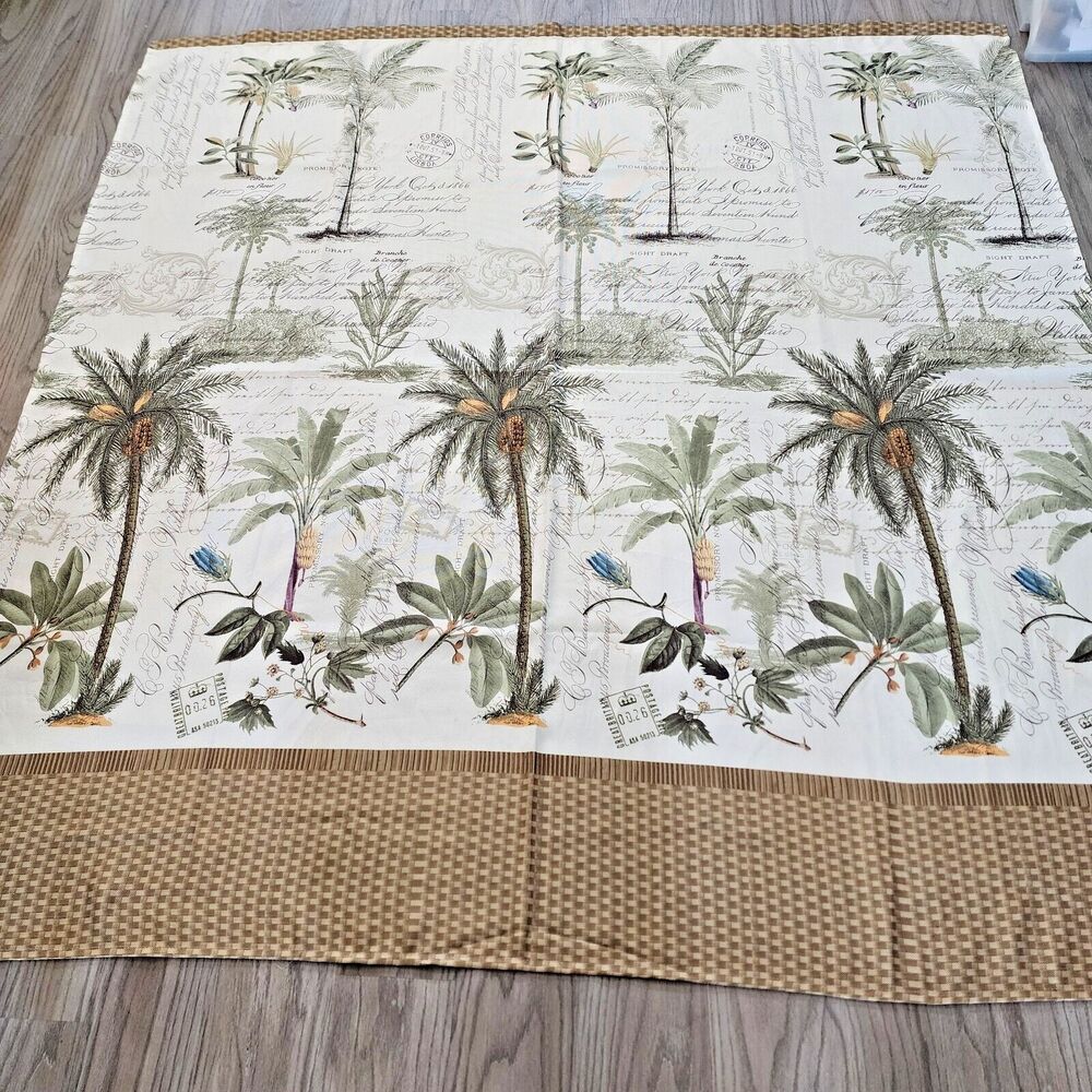 Avanti Home Linens Shower Curtain Colony Palm Tree Beaded Accents  72" x 72"